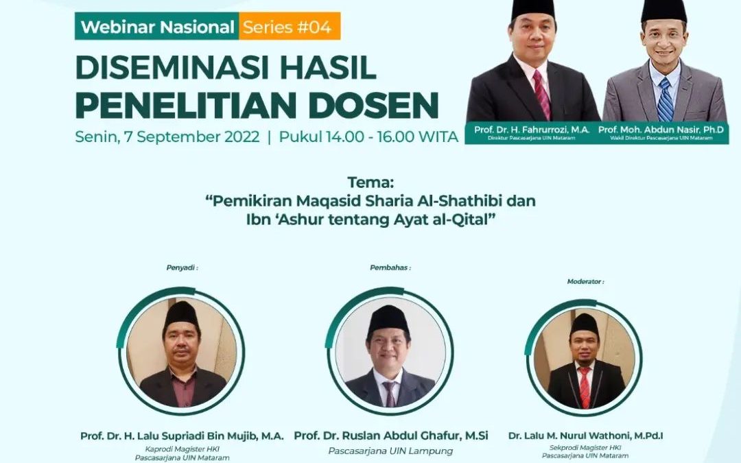 WEBINAR NASIONAL DISEMINASI HASIL PENELITIAN DOSEN PASCASARJANA UIN MATARAM 2022 – SERIES 04