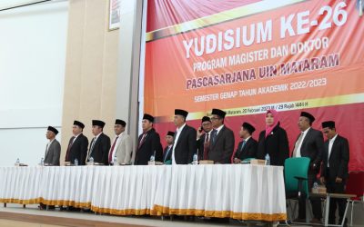 PASCASARJANA UIN MATARAM SELENGGARAKAN YUDISIUM KE-26 UNTUK PROGRAM MAGISTER DAN DOKTOR PERIODE I TAHUN 2023